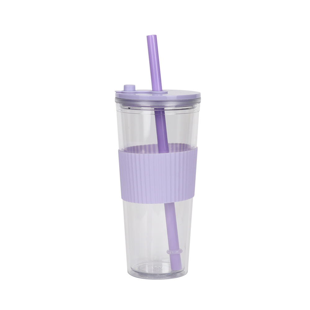 24OZ milk tea cup with silicone straw cover